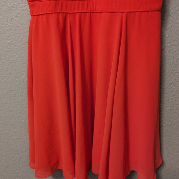 Lulu's Forevormore Orange Red Fit and Flare Halter Dress Chiffon Overlay Sz. S - Picture 10 of 13